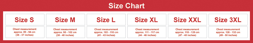 Size chart for shirts